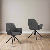 Lina Grey Leather Swivel Set of 4 Dining Chairs - Pendle Village Furniture